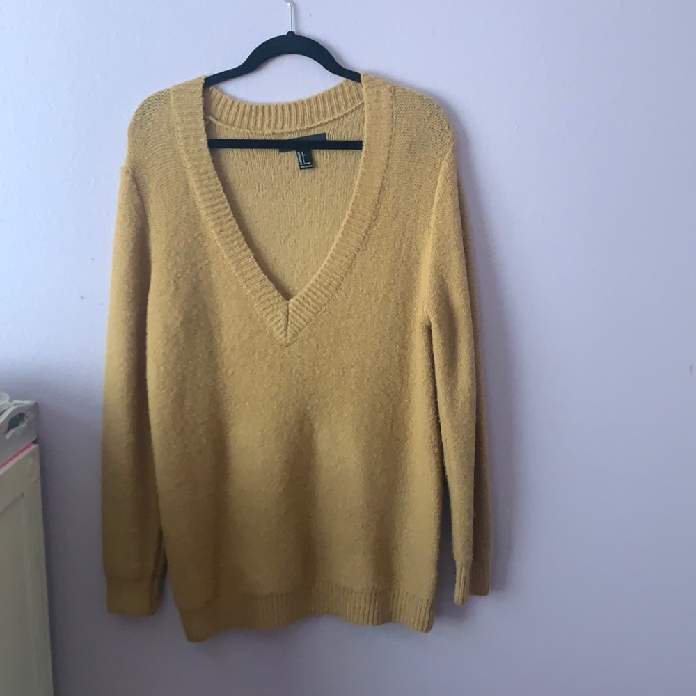Large Camel V-neck Sweater